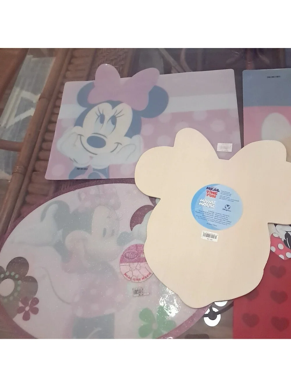 Disney Placemats set 5 Mickey Minnie Valentine's Day Meal Time Fun kids pink red